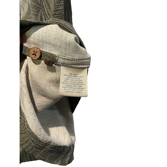 📚Island Shores • Men's Green Silk Tropical Classic Button Up Hawaiian Shirt - S - Picture 4 of 5